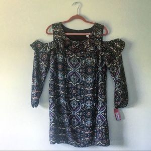 Exhilaration cold-shoulder midi dress